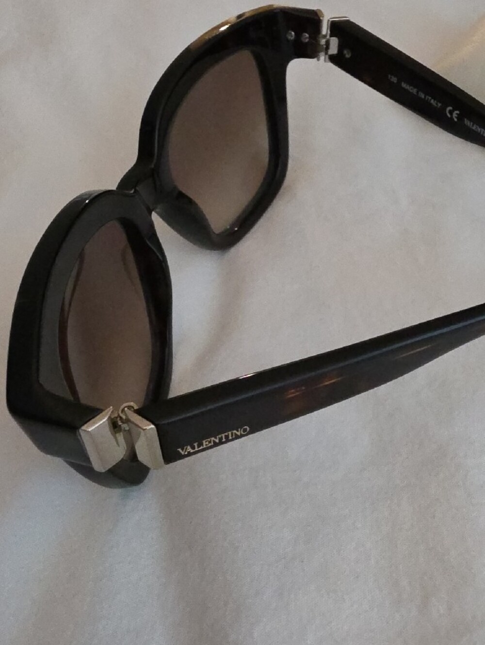 Valentino Black Square Sunglasses with Silver Stud Accents - Picture 4 of 4